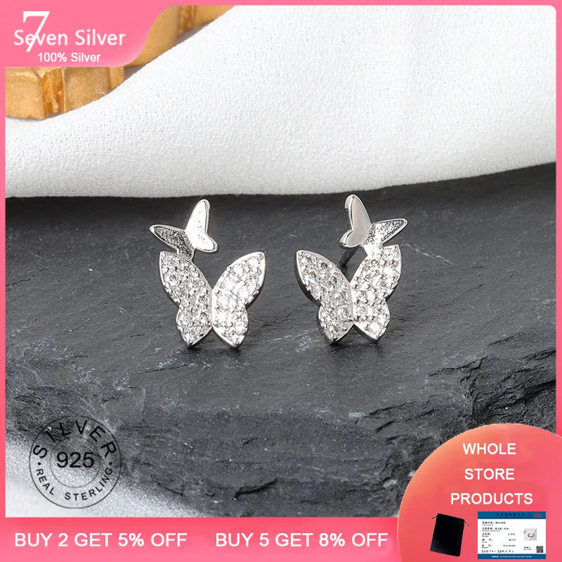 

Prevent Allergy REAL 925 Sterling Silver Earrings butterfly Charm Women Trendy Jewelry Vintage Simple Party Accessories Gifts