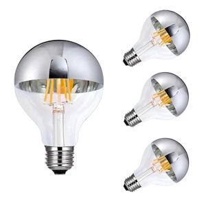 Электрическая лампочка эдисона G95 лампа Светодиодная в форме шара-глобуса 6W 2700K затемнения светодиодных ламп накаливания светильник лампочка E26 E27 Базовый Топ серебряное зеркало лампа накапало потолочный светильник Инж