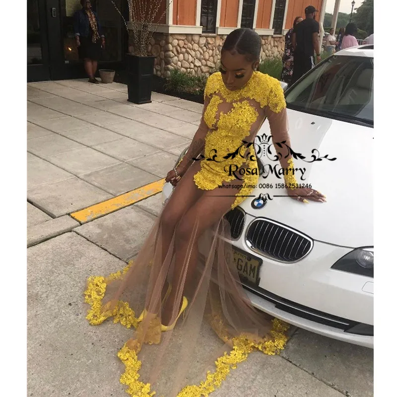 

Sexy Vintage Lace Mermaid African Prom Dresses 2020 Plus Size Long Sleeves 2K20 Black Girls Formal Vestido De Fiesta De Longo