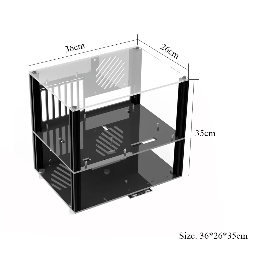 Двухслойный акриловый чехол для компьютера сделай сам с поддержкой MATX/ITX USB аудио