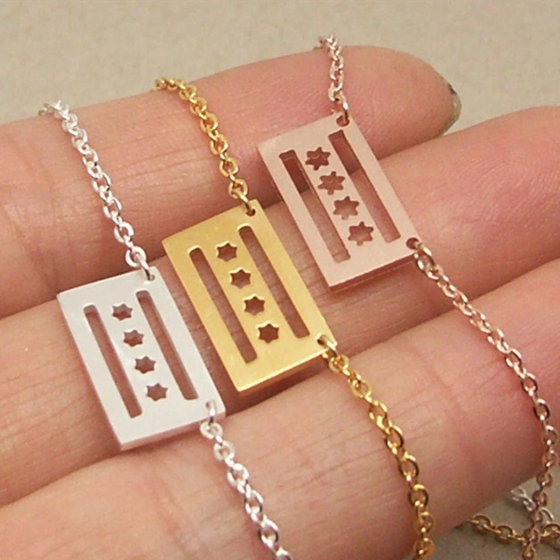 Ожерелье из нержавеющей стали в американском стиле штата Чикаго Женское и