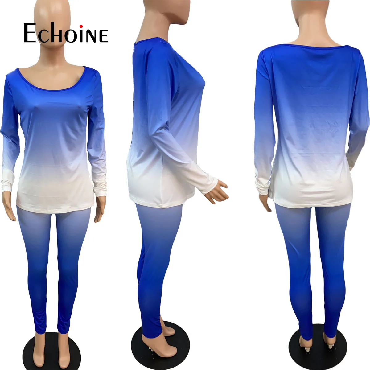 

Echoine Women Gradient Sweatsuit Sets Long Sleeve Tops Legging Pants Active Tracksuit Two Piece Set Fitness Streetwear Outfit