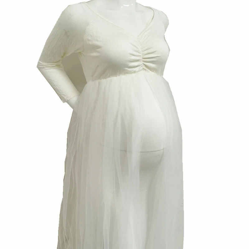 

Pink Maternity Dresses Photography Props Pregnancy Stretch cotton photo dress for pregnant women Long Dress Photography dress