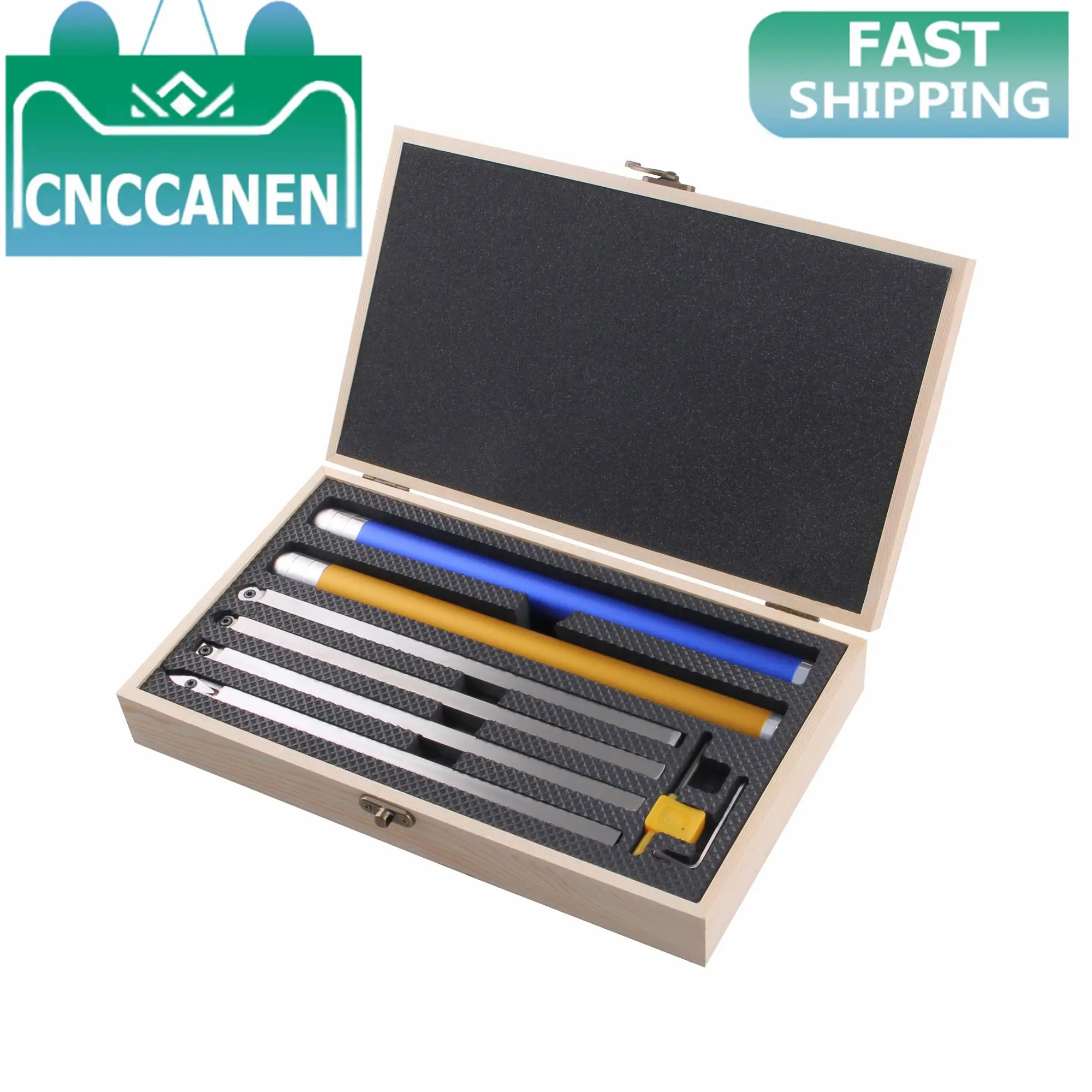 

1 Set Wood Turning Tool Set Woodworking Lathe Chisel Set Carbide Insert Cutter Stainless Steel Bar Wooden Box