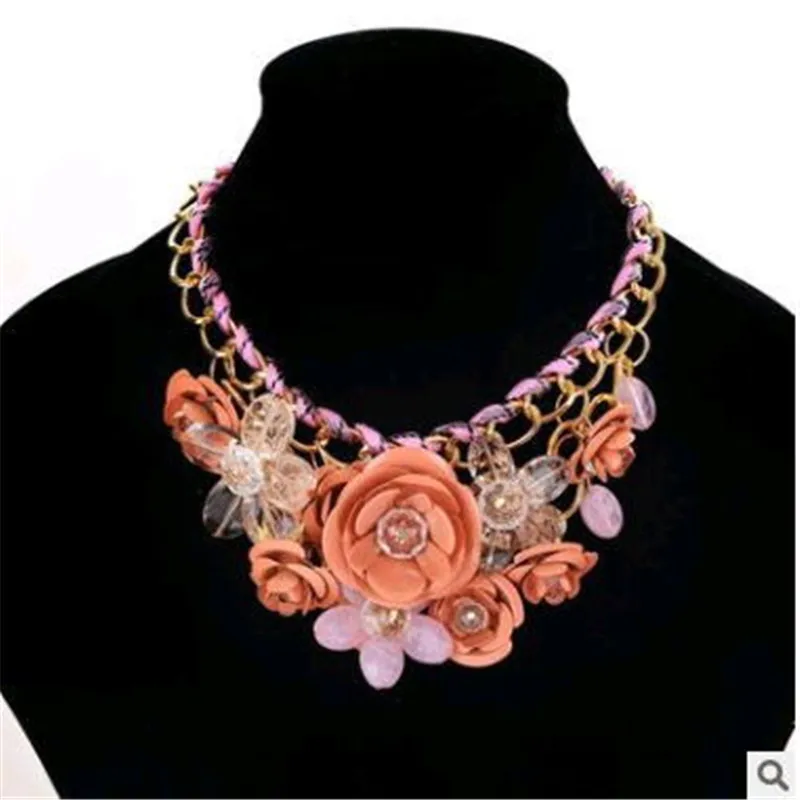 Модное ювелирное изделие богемное для отдыха с большим цветком плетеное