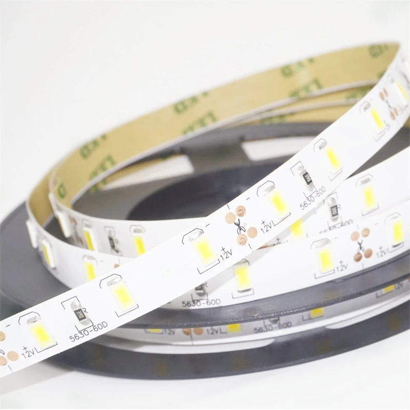 

12VDC 60LED/Meter 5630 14W/M Strip Indoor Use 10mm Wide 5cm Cut Tape Light 5m/Roll Double Layer FPC Flexible Soft Lamp