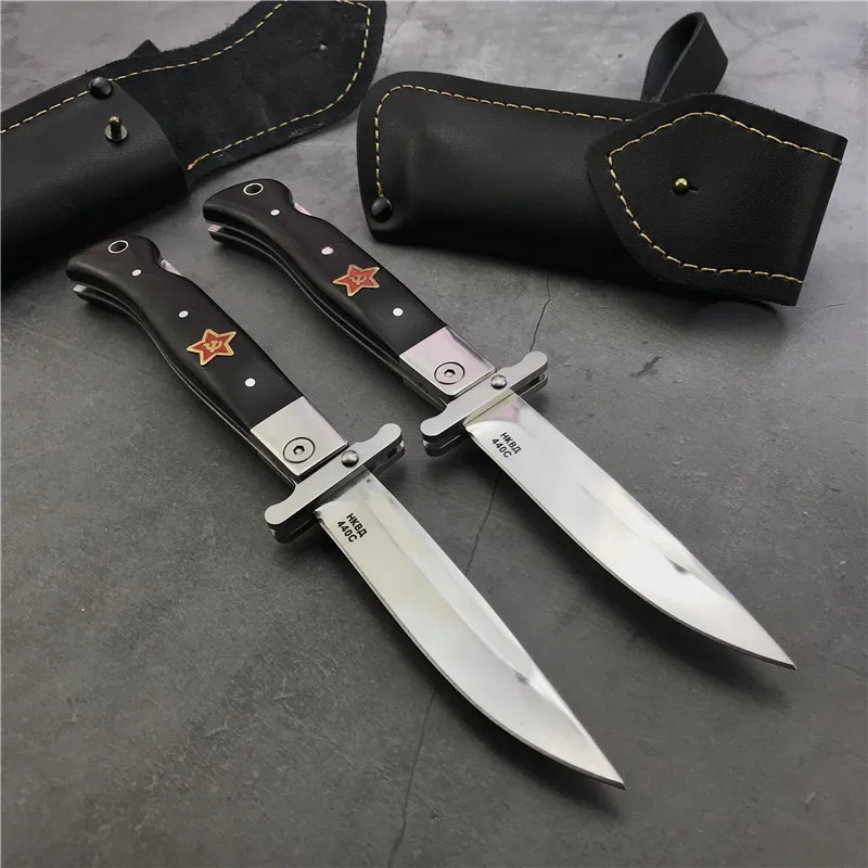 

Tactical Russian Finka NKVD KGB Wit Folding Knife Survival-Knives Military Multi Hunting Combat Knifes Nylon & Leather Sheath