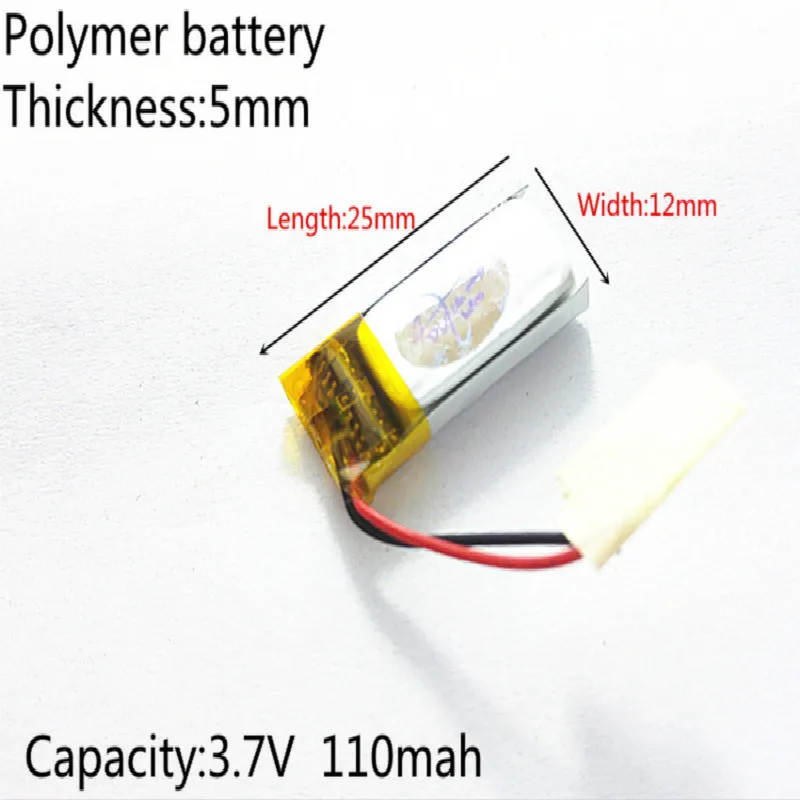 

3,7 V,110mAH,501225 PLIB; Полимерный литий-ионный/литий-ионный аккумулятор для GPS,mp3,mp4,mp5,dvd,bluetooth, модель игрушечного мобильного bluetooth