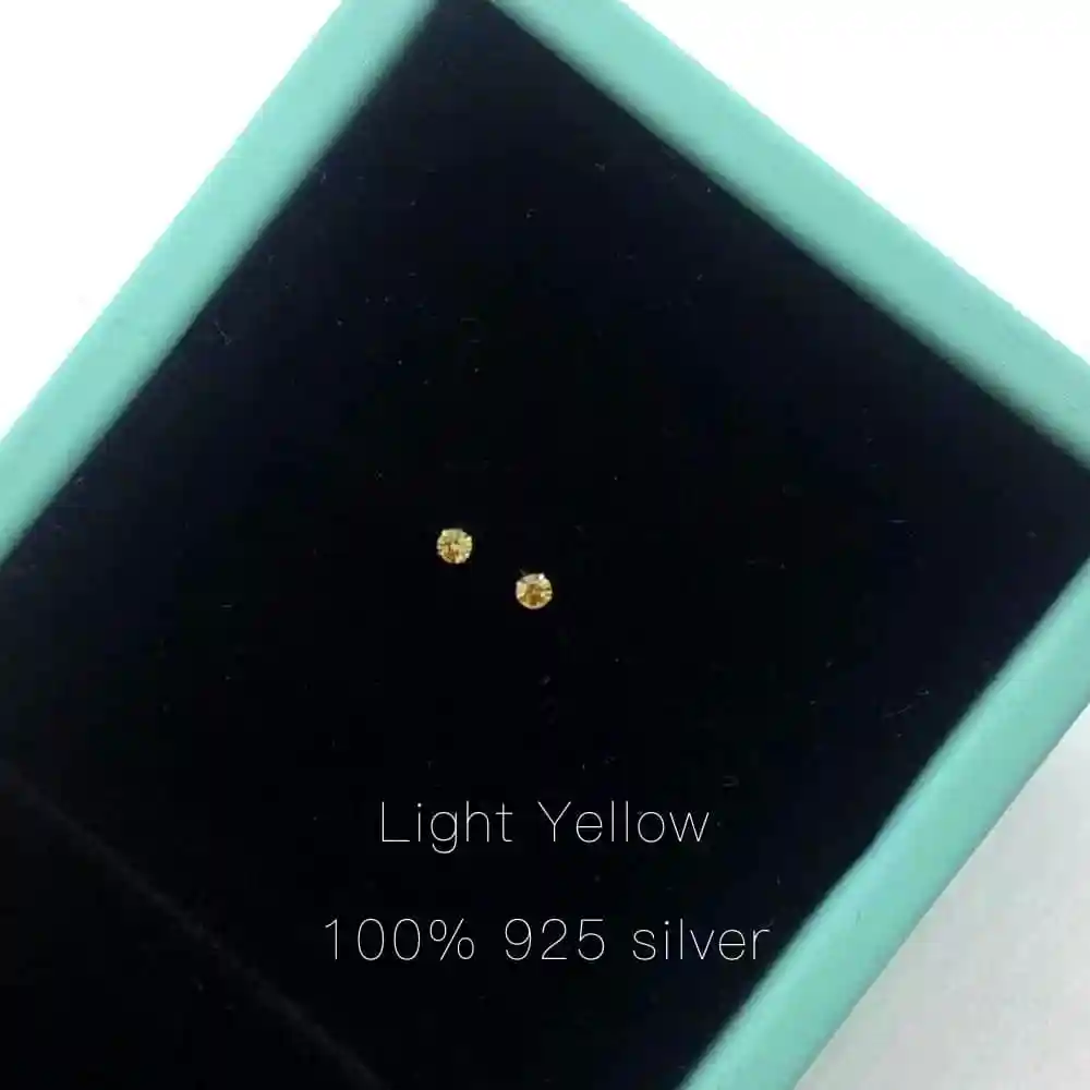 Light Yellow Новое поступление, 925 пробы серебряные натуральные ювелирные изделия ручной работы, милые круглые модные серьги-гвоздики для женщин, подарки - Цвет камня: Light Yellow