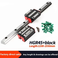 hgr 45mm linear guide hgr45 length 1200 2500mm with hgh45ca hgw45cc slide rail for cnc