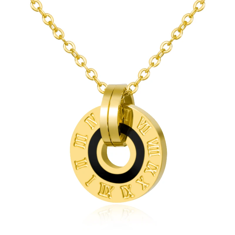Римское письмо двойные круги кулон ожерелье черный белый цвет оболочки