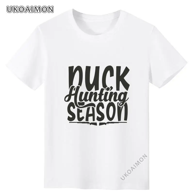 

Сезон охоты на утки, Мужская футболка, праздничные футболки с круглым вырезом, простые футболки в стиле ретро, футболки из 100% хлопка в стиле ...