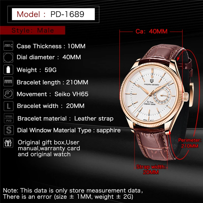 PAGANI DESIGN Fashion Business Quartz Watch For Men Luxury Dress Watch 200m Waterproof Sapphire Calendar Clock Relogio Masculino enlarge