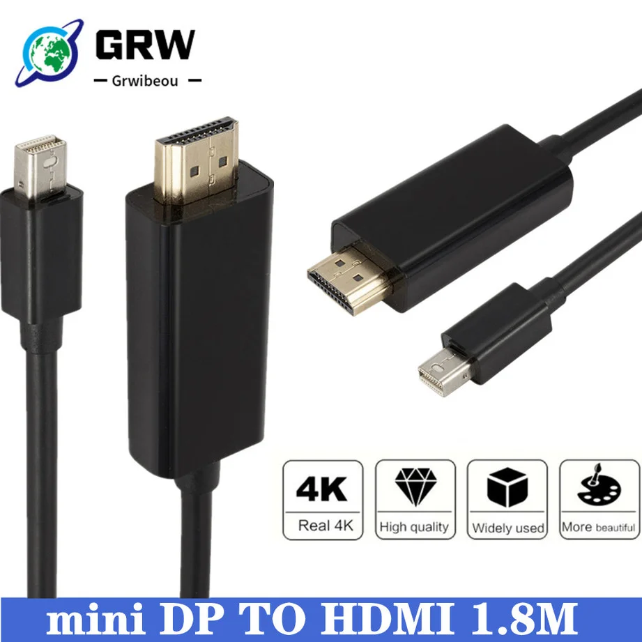 Мини-Кабель Dp-Hdmi Minidp к Hdmi 1 8 M Dp Line Minidisplayport 20-контактный интерфейс идеальный сигнал