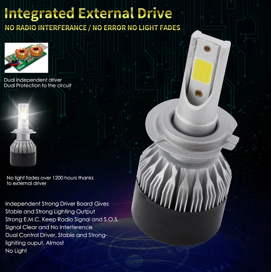 

2Pcs DOB LED Headlight Kit Low Beam High Power Bulbs Headlights H7 | 9005/HB3 | 9006/HB4/9005/HB3 / 9006/HB4 / H1 1500W 225000LM