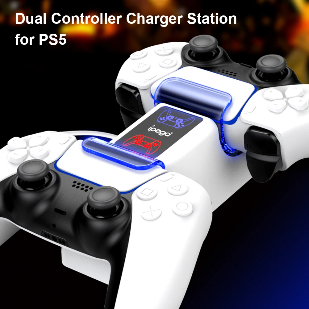 

For DualSense Charger Dual Charging Dock Station Stand with LED Indicator Backlight for PlayStation 5 PS5 Controller
