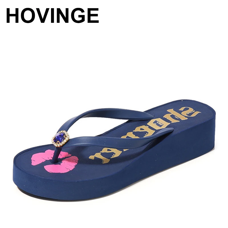 

Женские пляжные шлепанцы HOVINGE, черные шлепанцы на плоской подошве с цветами, Нескользящие, лето 2019