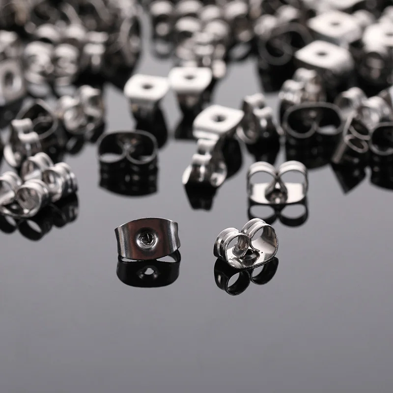 

100pcs Silver Blank Post Earring Studs Base Pins Base Setting With Earring Plug For DIY Jewelry Making