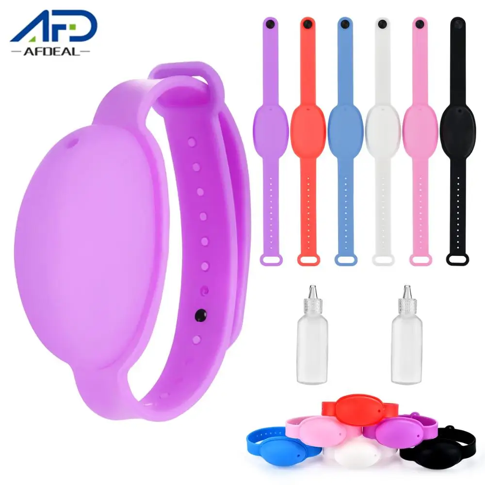 

6pcs Reusable Wristbands Hand Sanitizer Portable Wristband Hand Dispenser Gel Holder Bracelet With Bottle for Kids