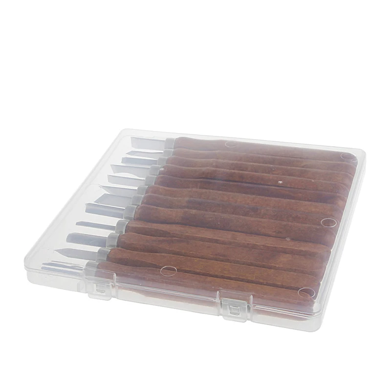

12Pcs Wood Sculpture Tool Set Mini Chisel Steel Blades Asstorted Wooden handle