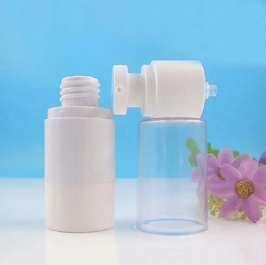 Белая безвоздушная бутылка 15 мл прозрачная крышка для