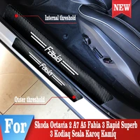 for skoda octavia 2 car door threshold protector auto welcome pedal door sill scuff anti scratch plate stickers car accessories
