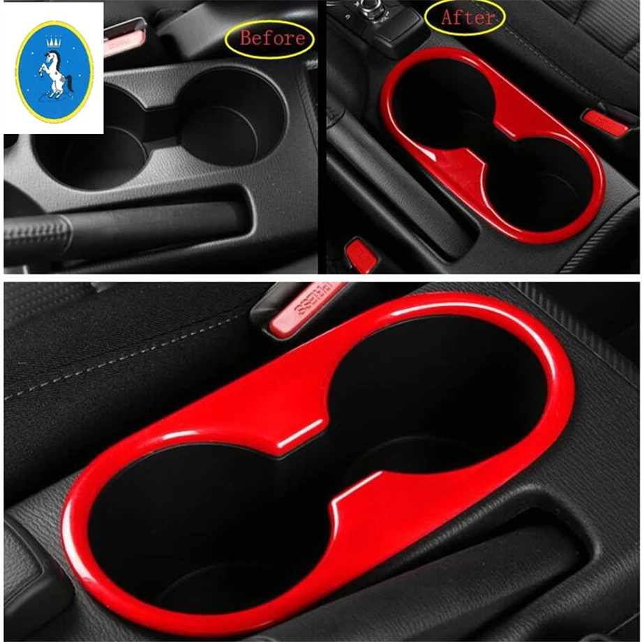 Red Interior Refit Kit Steering Wheel / Gear Shift Box Front Water Cup Holder Panel Cover Trim For Mazda 2 Demio 2015 - 2019 | Автомобили