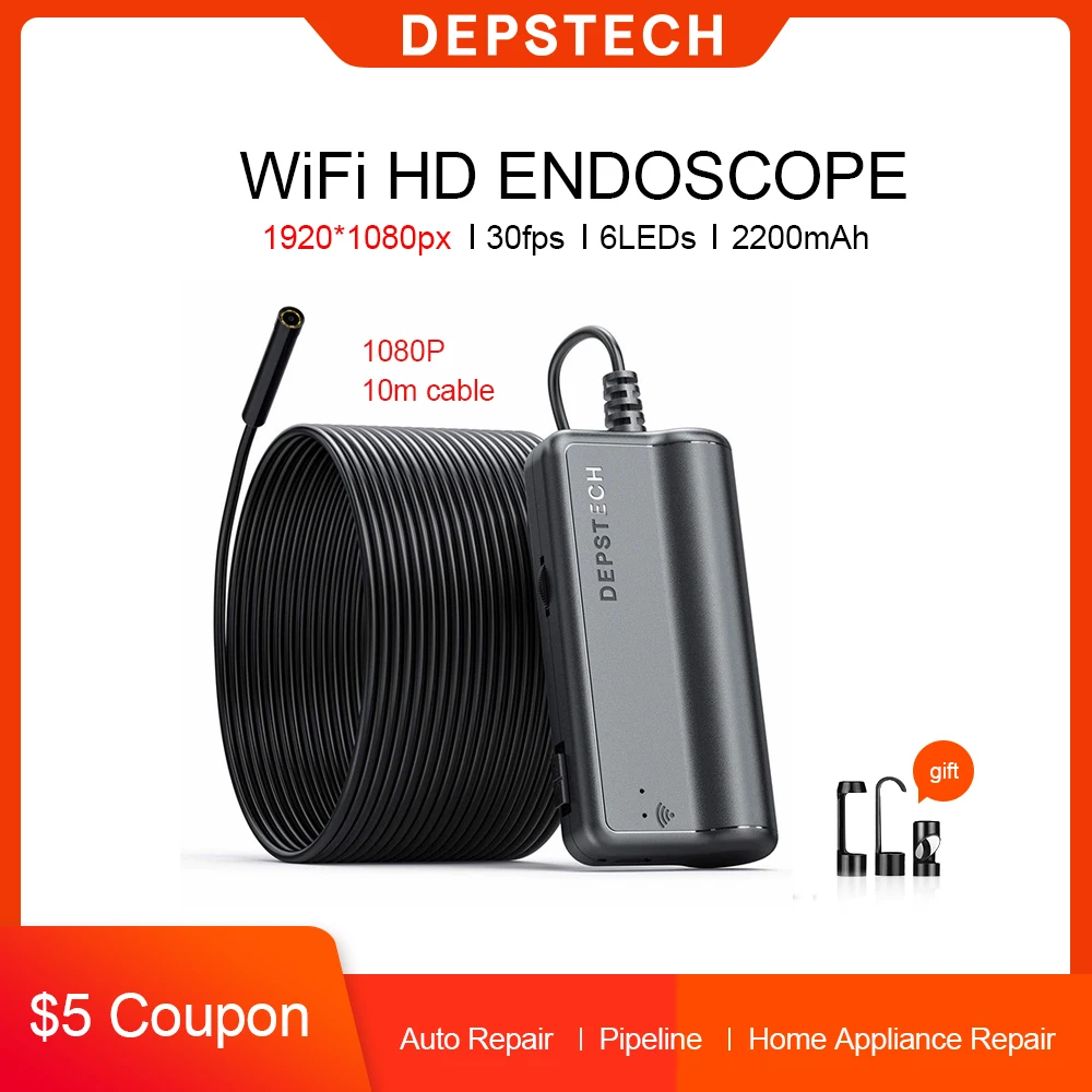 Desptech Wifi промышленный 1080P HD эндоскоп Водонепроницаемый 6 светодиодный свет