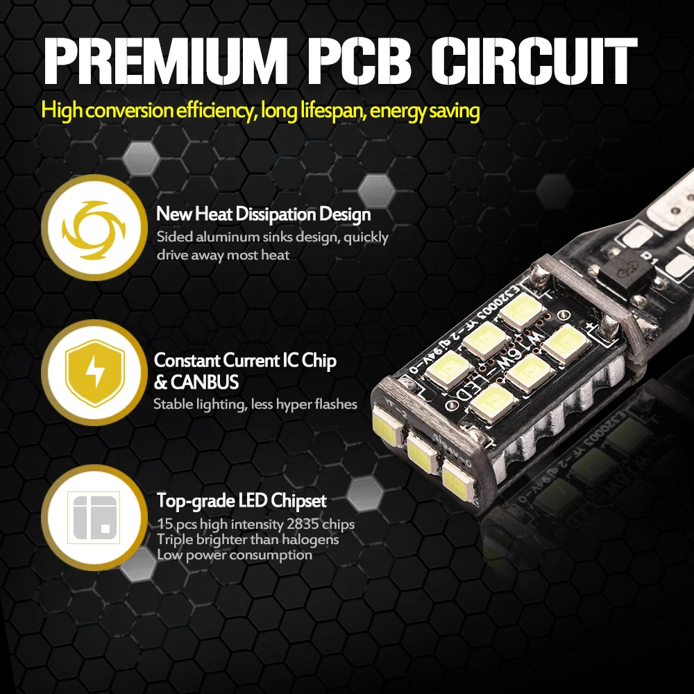 Суперъяркие Автомобильные светодиодные светильник пы MICTUNING белые лампы 2 шт. T15 921