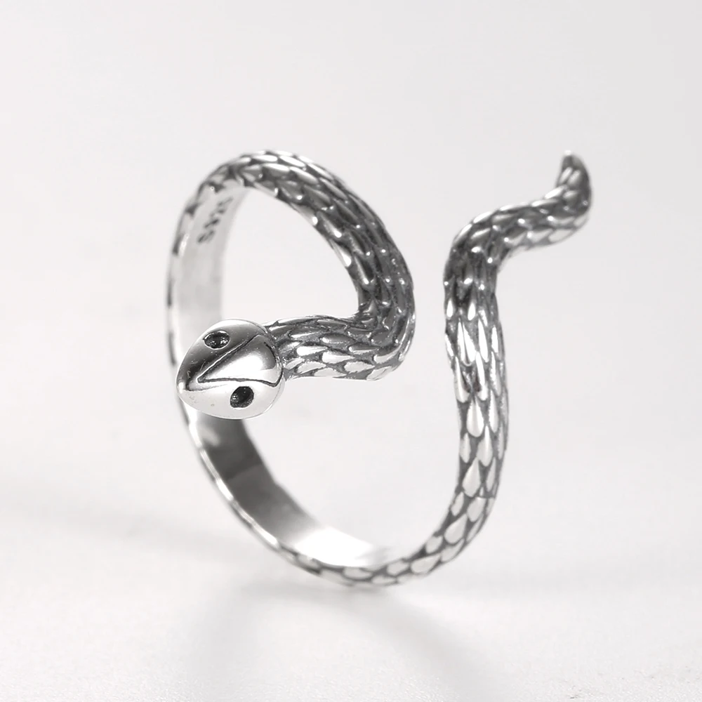 

Kameraon Creative 925 Sterling Silver Vintage Dark Snake Adjustable Ring Greek Myth Evil for Women Men Fine Jewelry Finger Ring