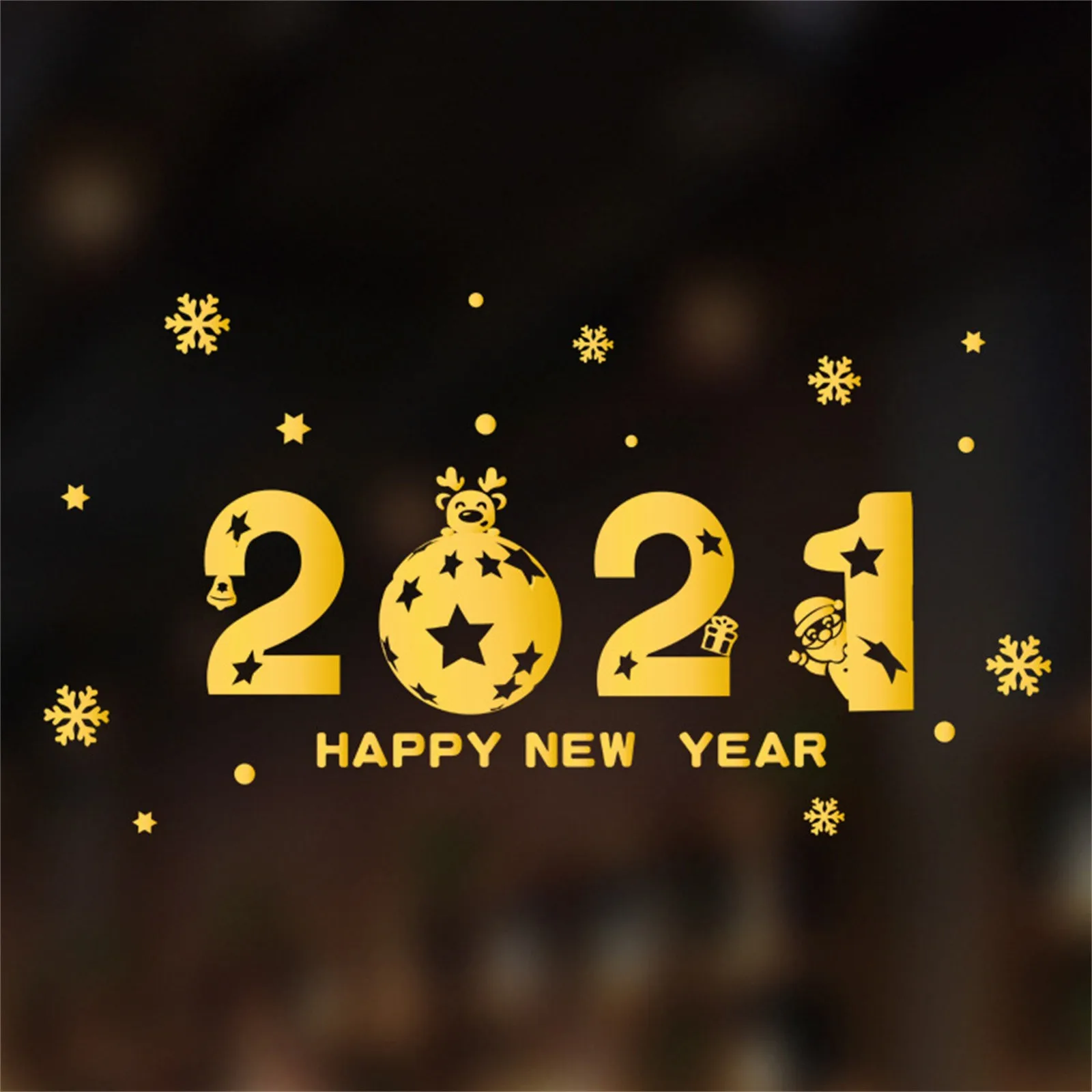 Christmas Foil Stickers Window Decorations With Gold Home Decor New Year 2022 Decoration Year's Ornaments |