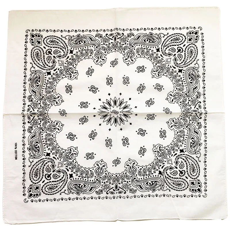 New Fashion Hip Hop 100% Cotton Bandana Square Scarf Black Paisley Bicycle Headband Printed For Women/Men/Boys/Girls |