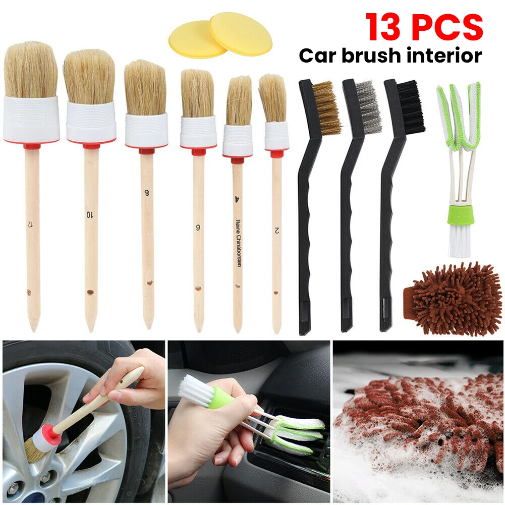 

Car Detailing Brush Set Cleaning Brushes Car Leather Air Vents Rim Cleaning Dirt Dust Clean Tools Auto Interior Wheel Clean Set