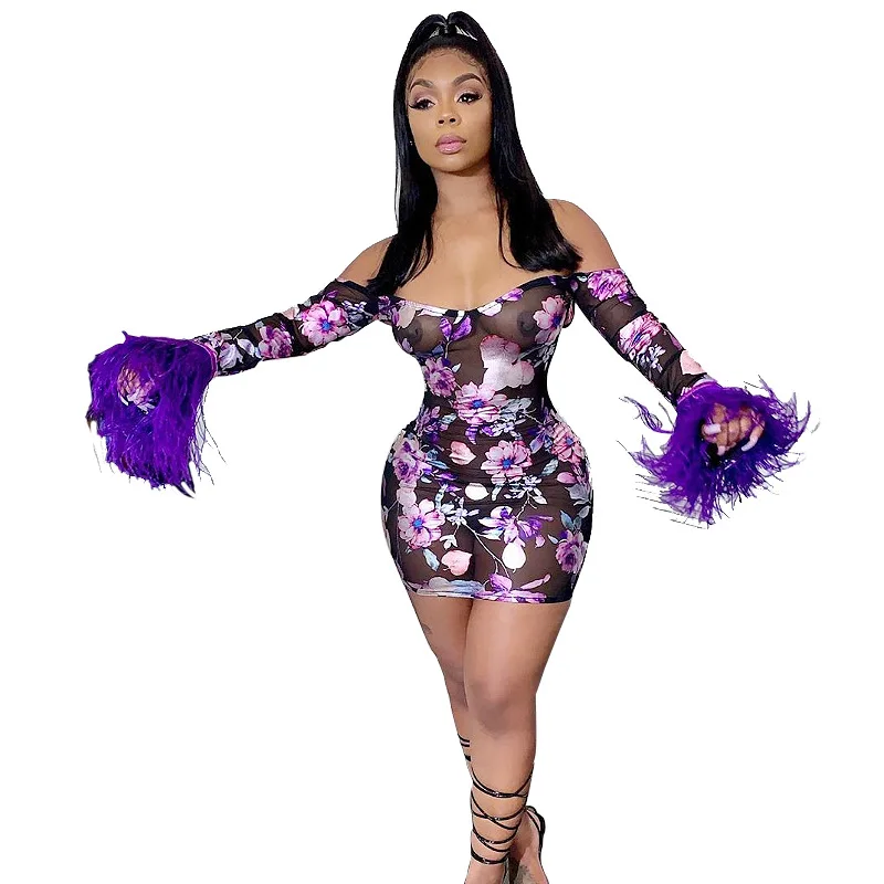 2020 весеннее летнее сексуальное мини платье с цветочным принтом и расклешенными