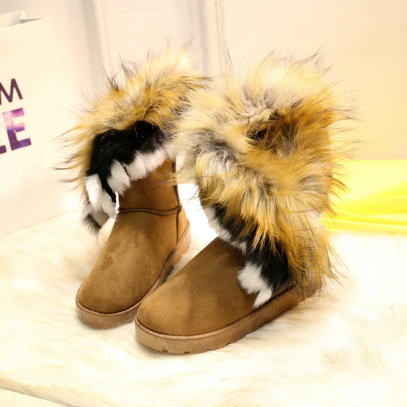 

Women Snow Boots Thick Fur Heels Platform Keep Ankle Winter Warm Boots Botas Mujer