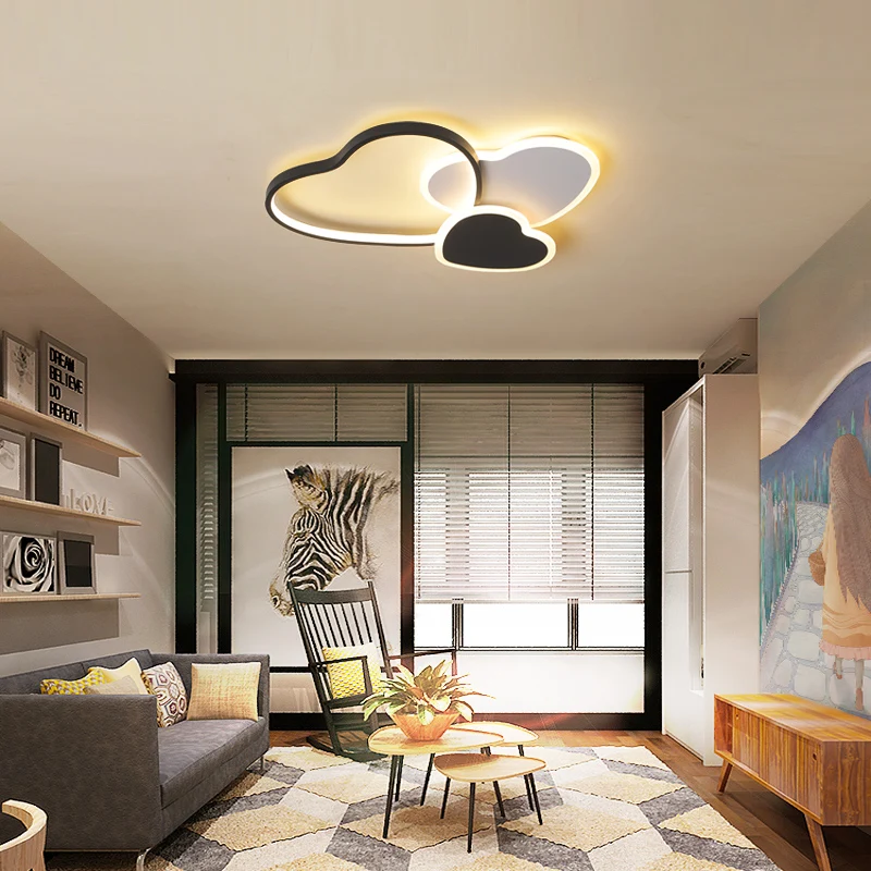 

Surface mounted Modern chandelier home lighting lustre led Black+White Minimalism led chandelier lighting For Bedroom Livingroom