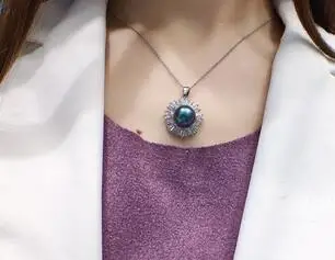 925 пробы Серебряный Фиолетовый Розовый жемчуг 9-11 мм пресноводный кулон с