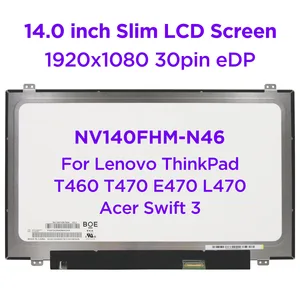 14 0 laptop lcd screen nv140fhm n46 n140hce eaa n140hca eab b140han02 4 for lenovo thinkpad t460 t470 e470 l470 1920x1080 30pin free global shipping