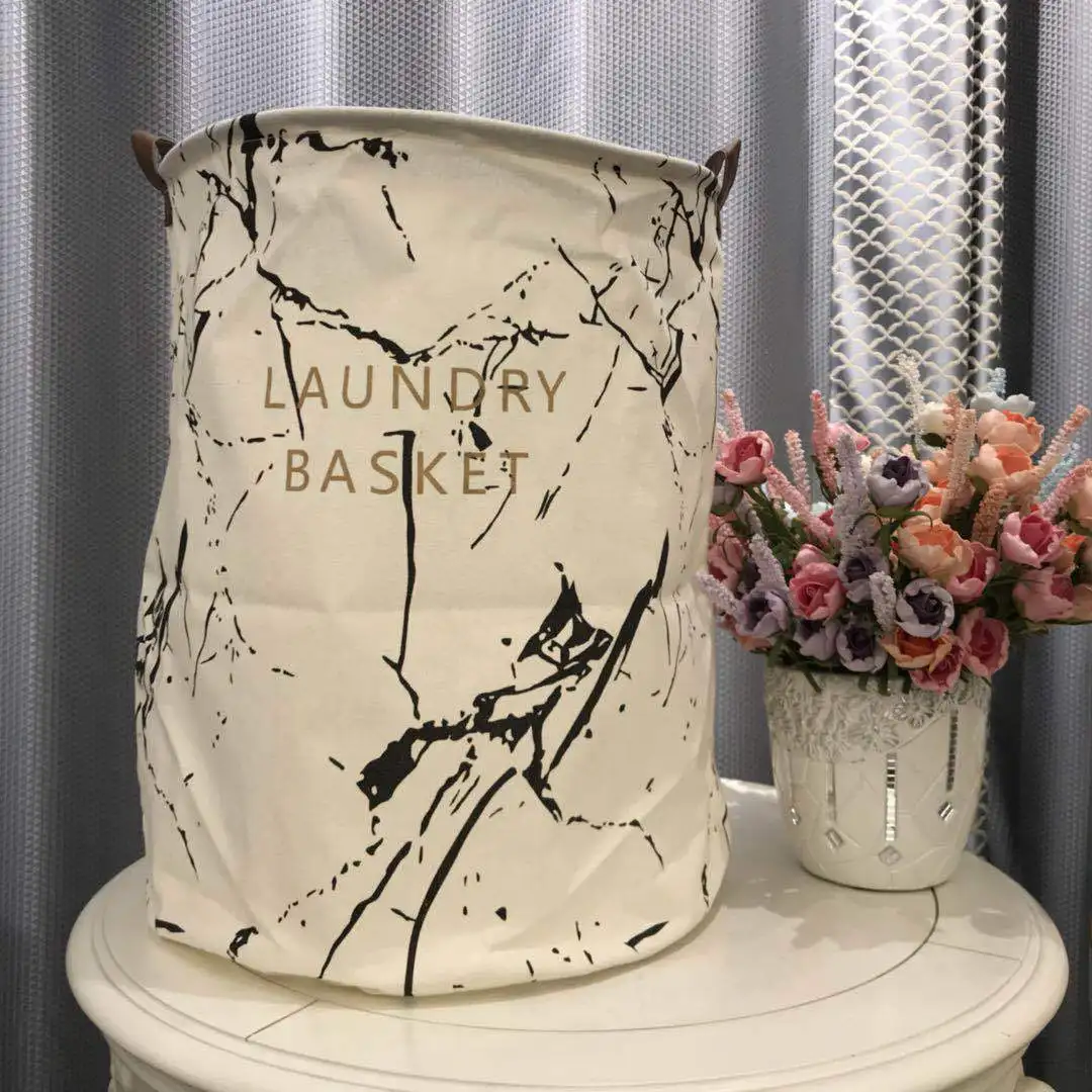 Складная корзина для белья круглая хранения большая 40*50 см Ткань
