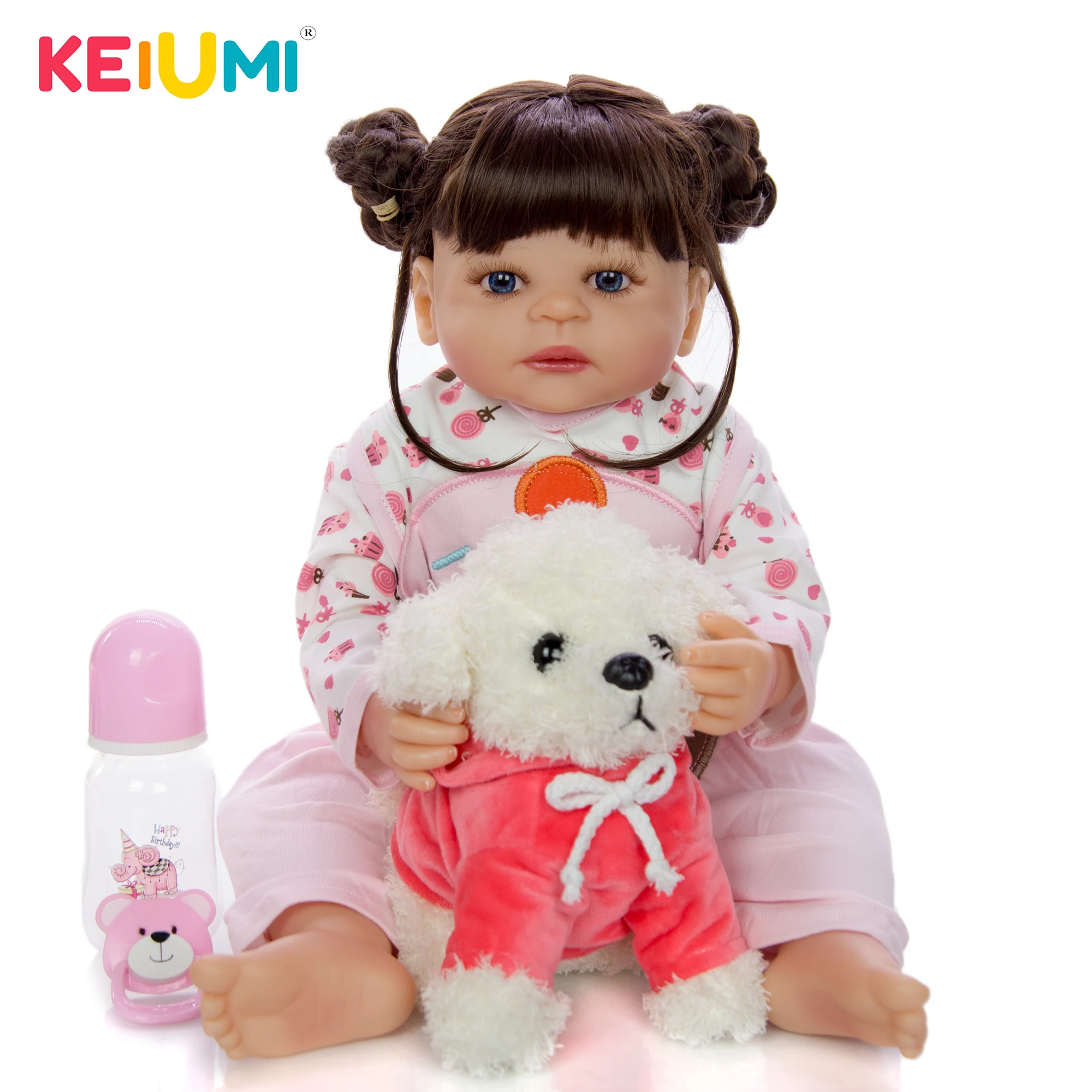 

KEIUMI Full Body Silicone Dolls For Girls 22 inch 55 cm Reborn Baby Girl New Hair Style For Girl Christmas Day Gift