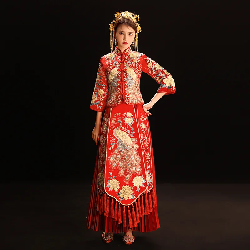 

Женское традиционное свадебное платье, кимоно в стиле Ципао, винтажное, в китайском стиле, большие размеры 6XL