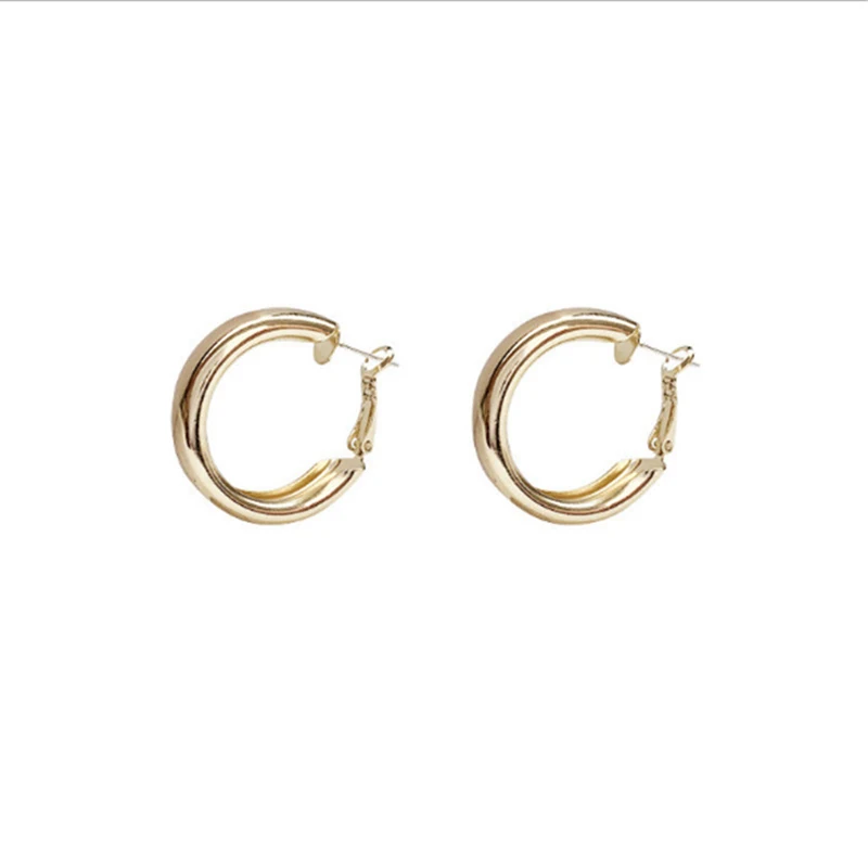 

2021 New Minimalist Gold Silver color Metal Large Circle Geometric Round Big Earrings for Women Party Girl Wedding Party Jewelry