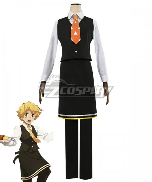 Костюм для косплея Agatsuma Zenitsu Kimetsu, кофейный костюм для вечевечерние НКИ, костюм Официанта для взрослых на Хэллоуин вечерние вечеринку, служанки, Рождество, косплей-костюм для кафе E001