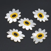 1pc natural sunflower with hollow hole mother of pearl shell daisy bead sea shell charms for making diy brooch pendant necklace
