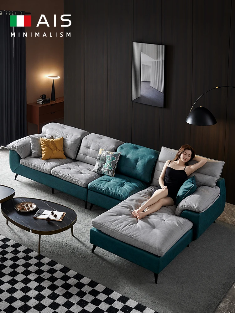 

2021 new sofa jumping color disposable technology cloth minimalist light luxury latex lazy style sofa Nordic modern minimalist