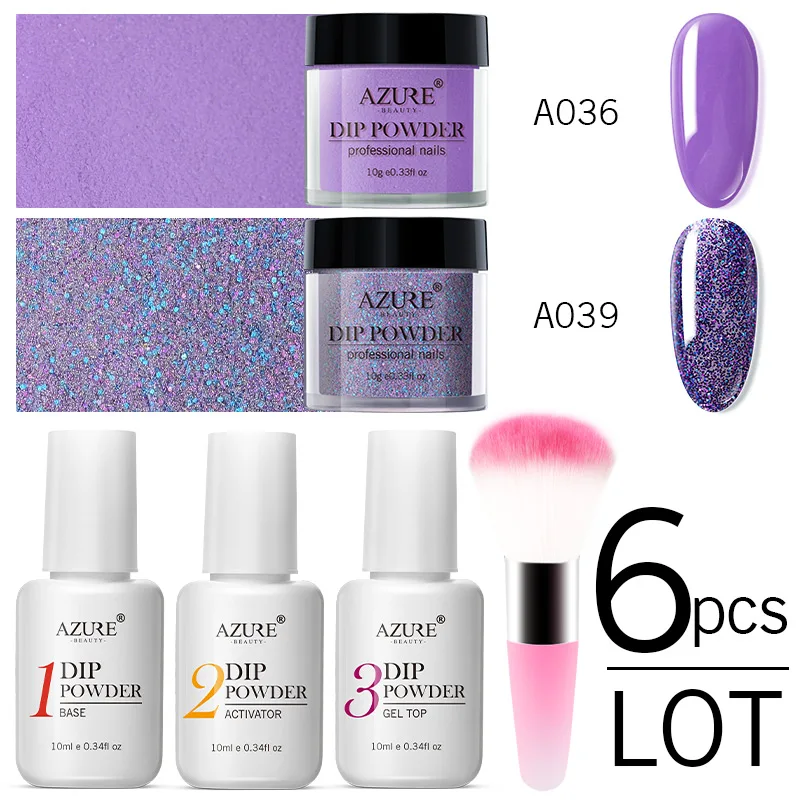 Небесно Голубой Красота 2 6 штук в партии нейл арта порошок Набор Блеск украшения