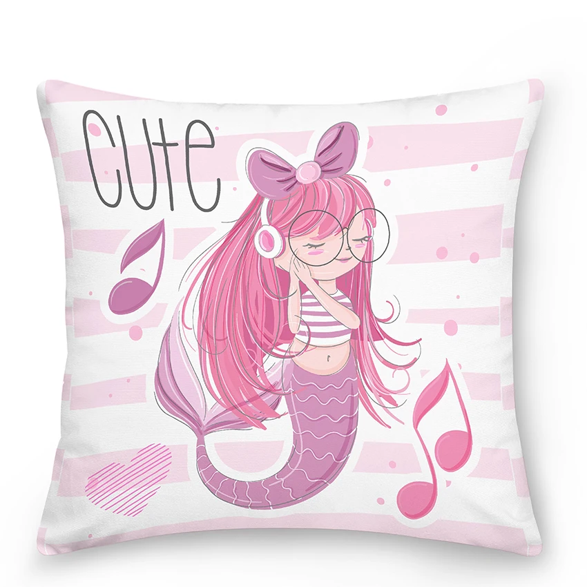 Чехол для подушки с рисунком русалки 45x45 см | Дом и сад