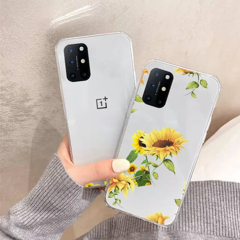 

sunflower Luxury Unique Design Phone Case Transparent for OnePlus 7 9 8 t pro