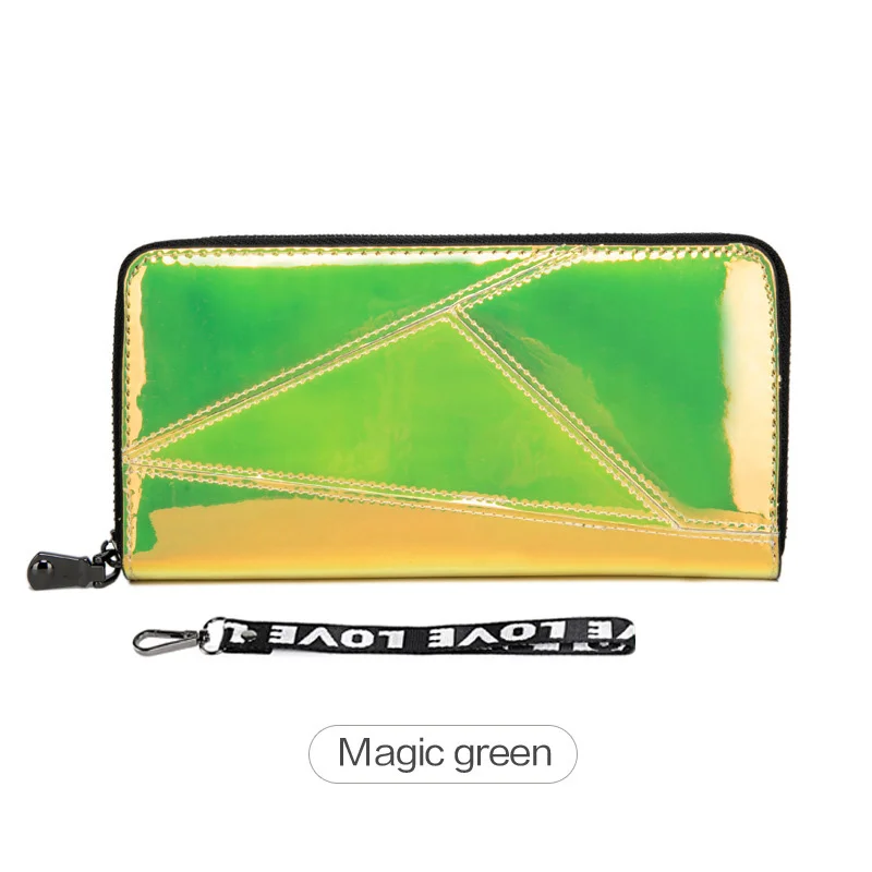 R925 Green Новинка, Женский кошелек с лазерным голографическим ремешком, Длинный кошелек, женский клатч, женские кошельки, кошельки, портмоне, на молнии, карман для телефона, Carteras - Цвет: R925 Green