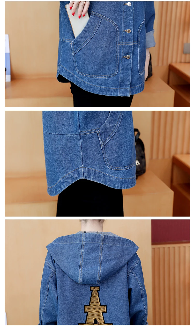 

THHONE New Autumn Denim Jacket Jeans Hooded Coat Women Denim Jeans Plus Size Chaqueta Mujer Veste Femme Loose Casual Jacket Top